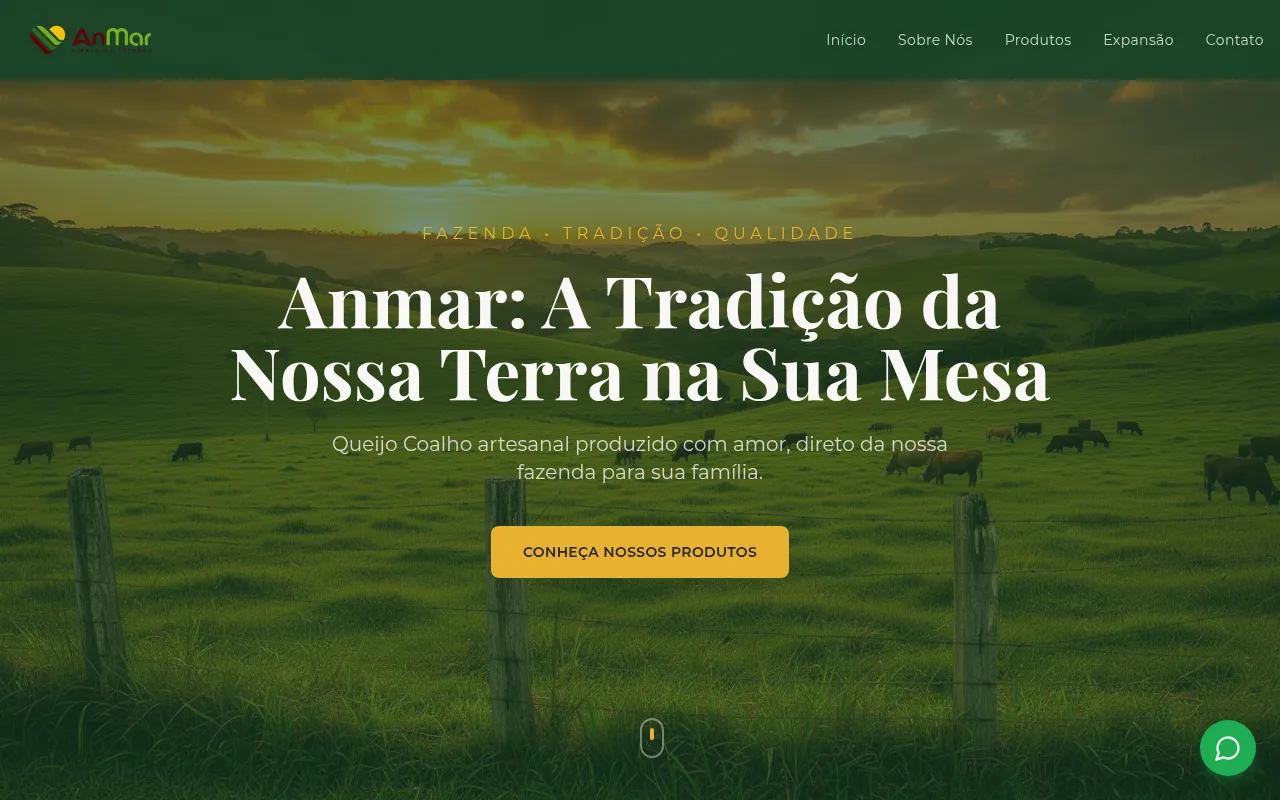 Site da marca Anmar de queijo coalho artesanal